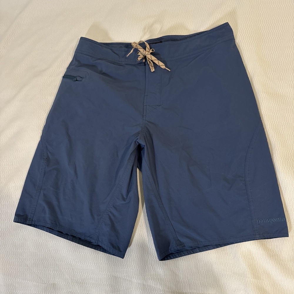 Patagonia Men's Swim Board Shorts Blue Sz 34 Inseam 10" Zipper Pocket
